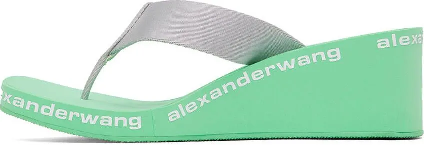 Alexander Wang Green AW Wedge Flip Flop Sandals