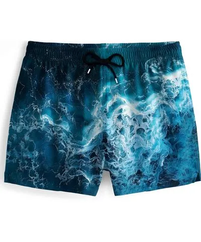 Aloha from Deer Men's Blue / Black Waves Swimming Shorts