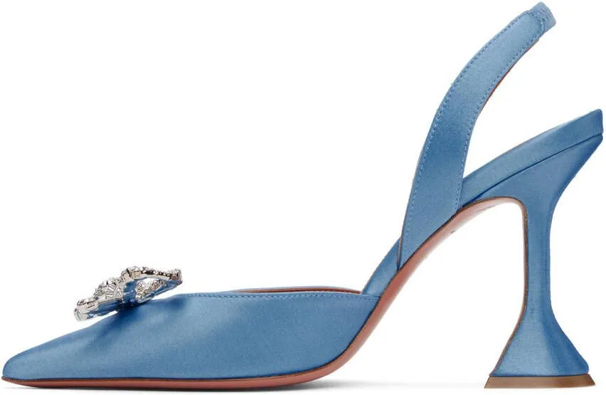 Amina Muaddi Blue Begum Slingback Heels