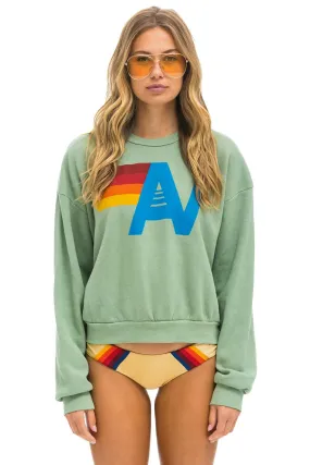 Aviator Nation Logo Relaxed Crew Pullover - Sage