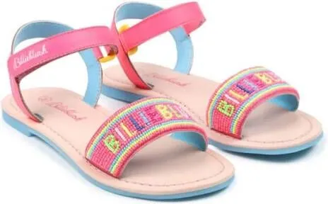 Billieblush bead-embellished logo sandals Pink