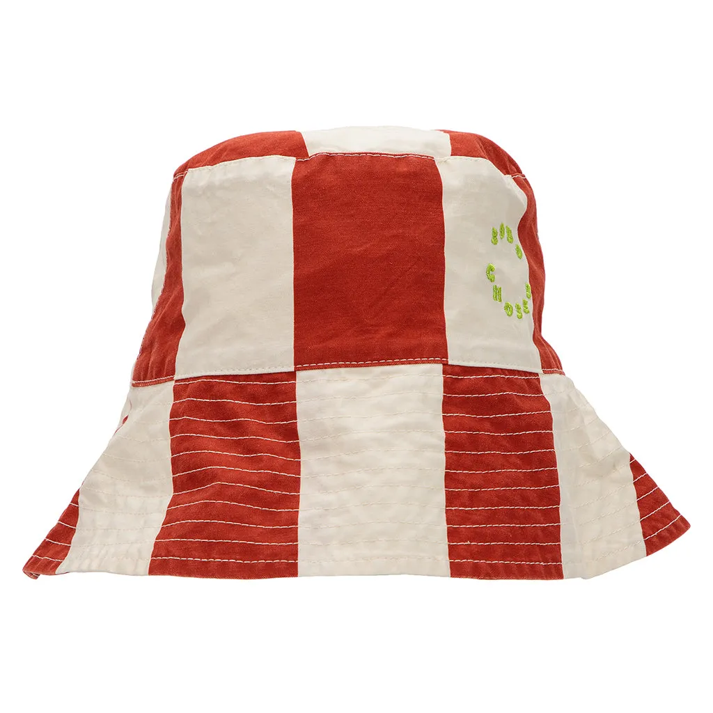 Bobo Choses Unisex Striped Fisherman Hat Red