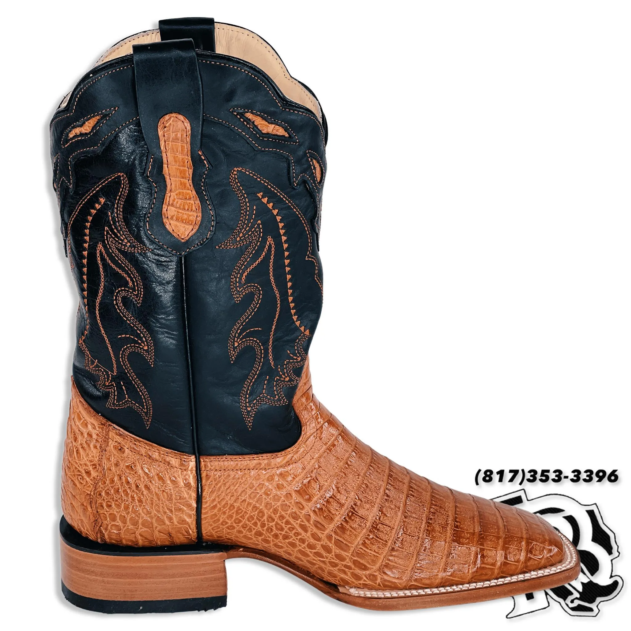 CAIMAN BELLY COGNAC | ORIGNAL MEN SQUARE TOE BOOTS ARANGO