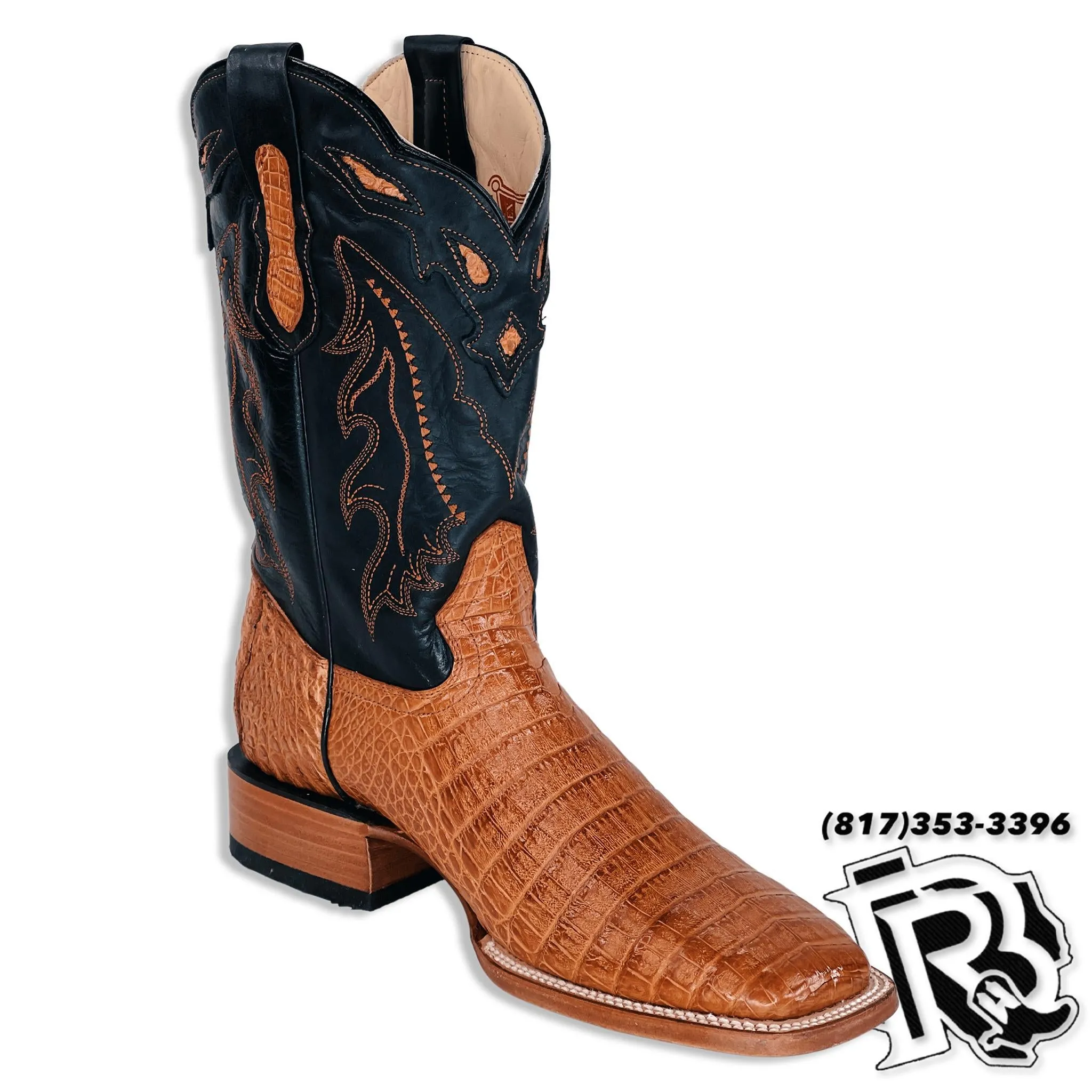 CAIMAN BELLY COGNAC | ORIGNAL MEN SQUARE TOE BOOTS ARANGO