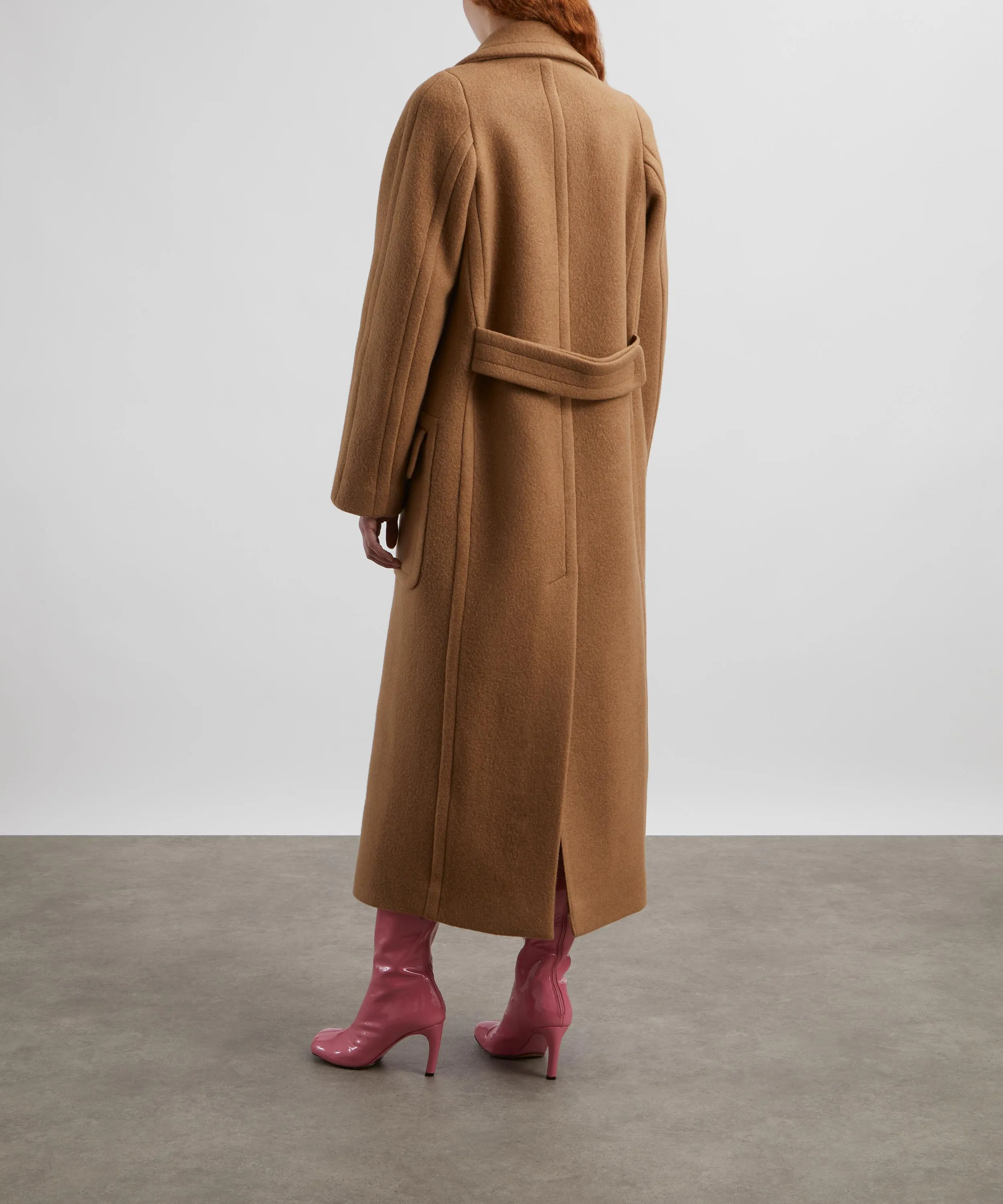 Camel Double-Breasted Wool Coat