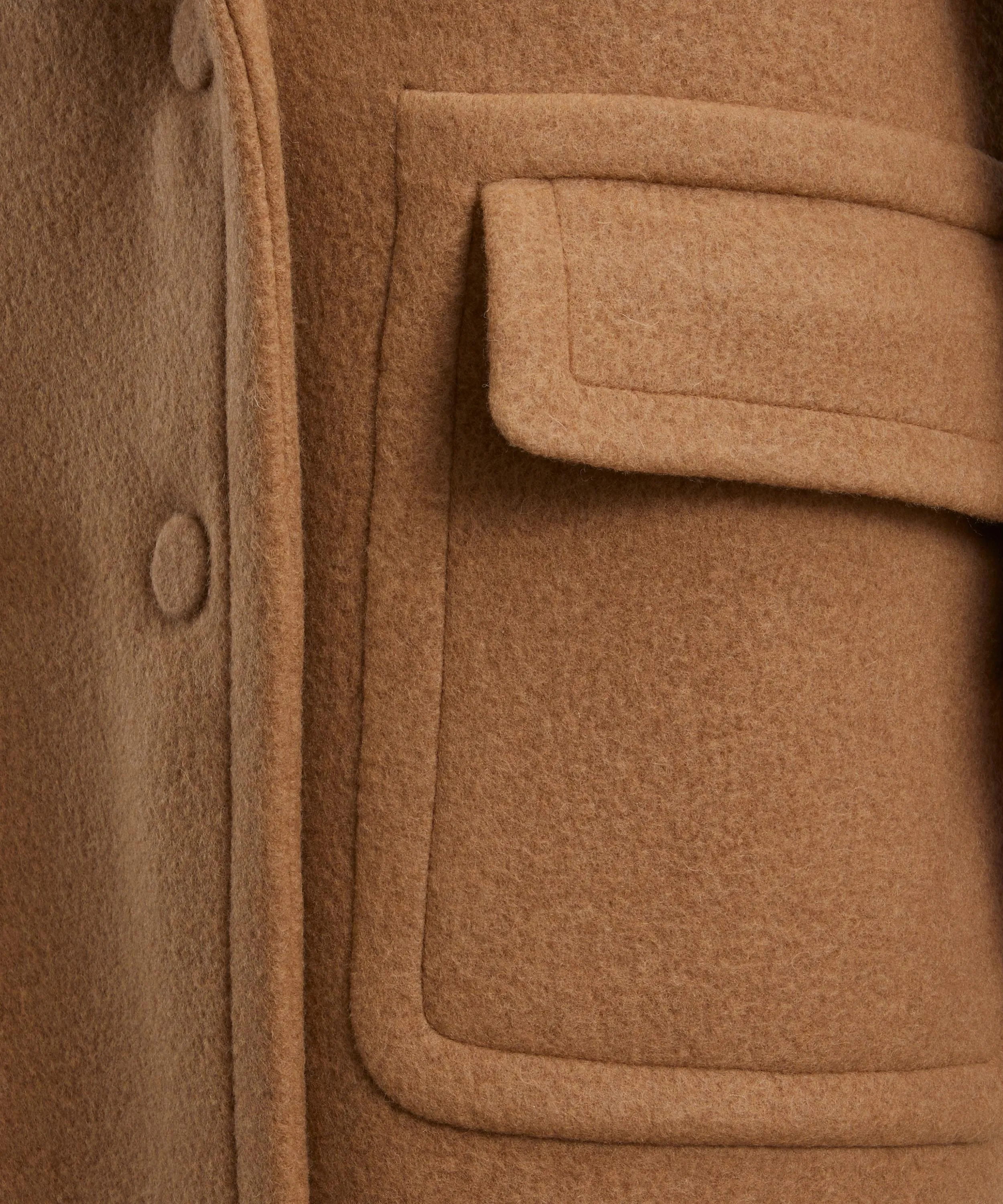 Camel Double-Breasted Wool Coat