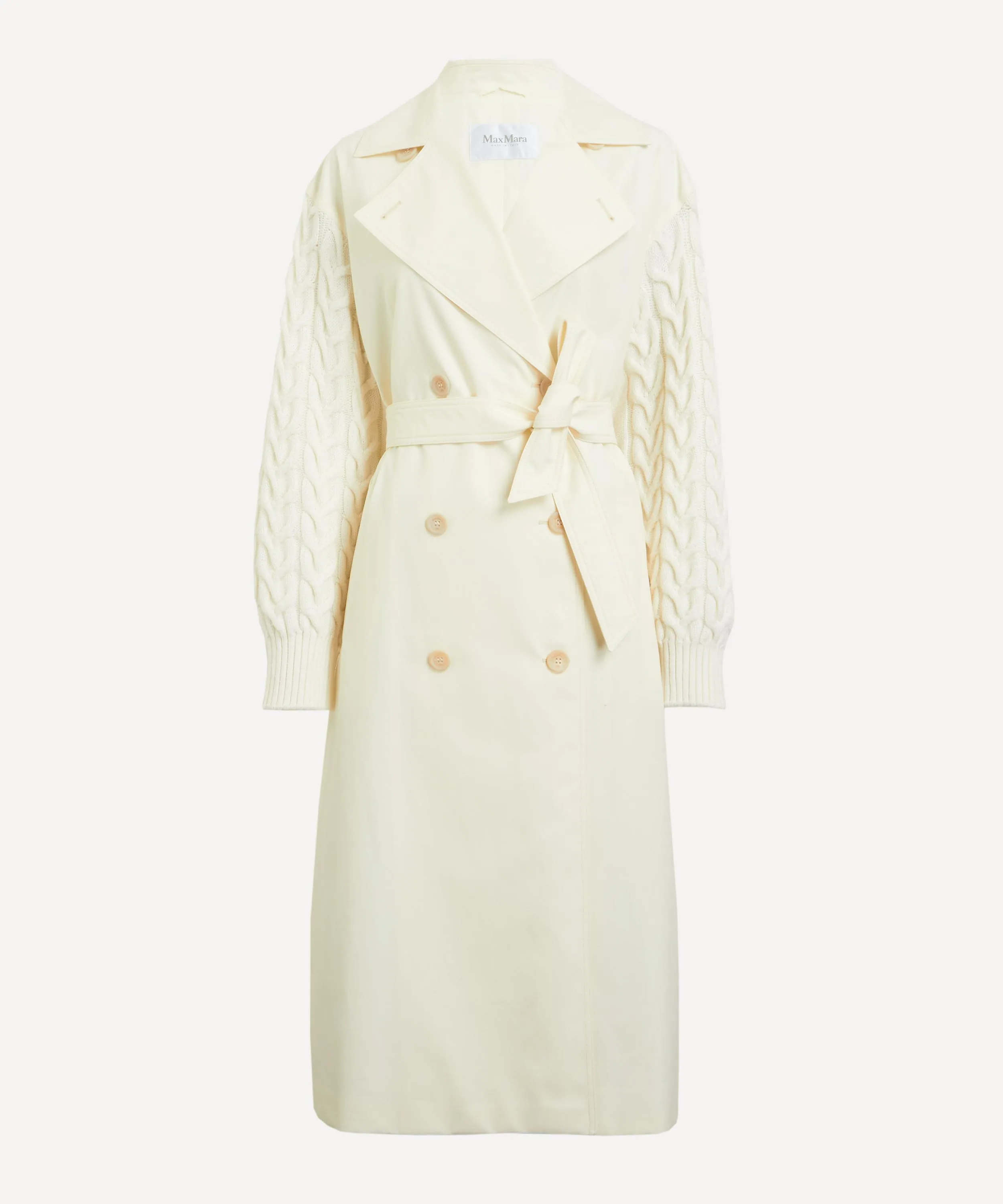 Contrast Sleeve Gabardine Trench Coat