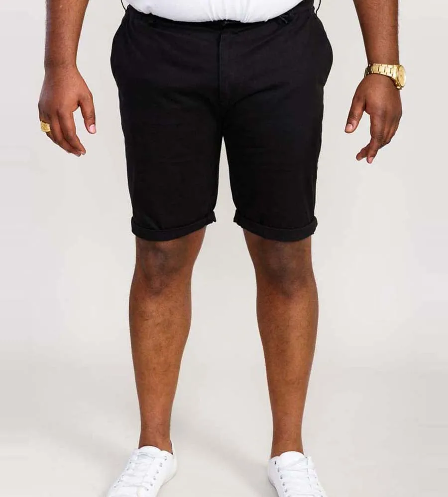 D555 Big Mens Black Stretch Chino Shorts (NELSON 2)