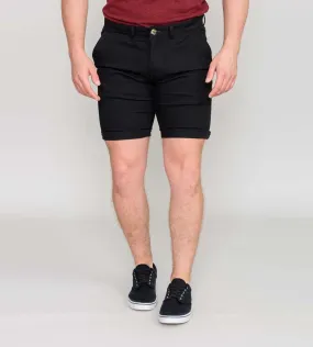 D555 Mens Black Stretch Chino Shorts (BASILDON 1)