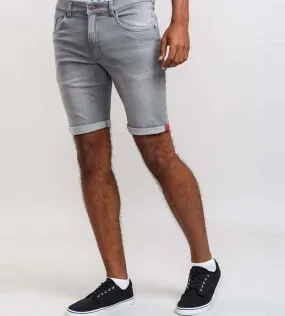 D555 Mens Grey Stretch Denim Shorts (GRIFFIN 2)