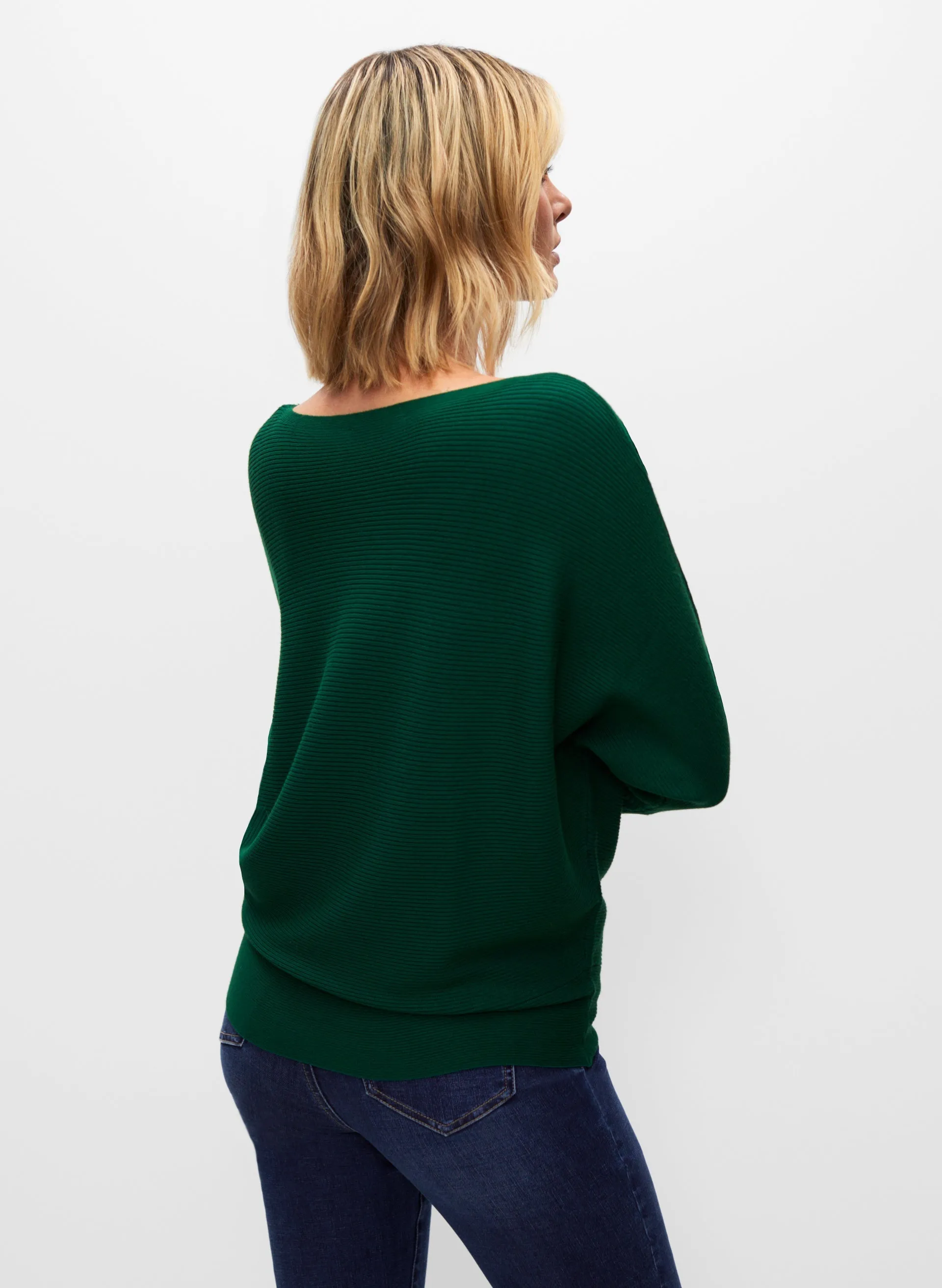 Dolman Sleeve Rib Knit Sweater