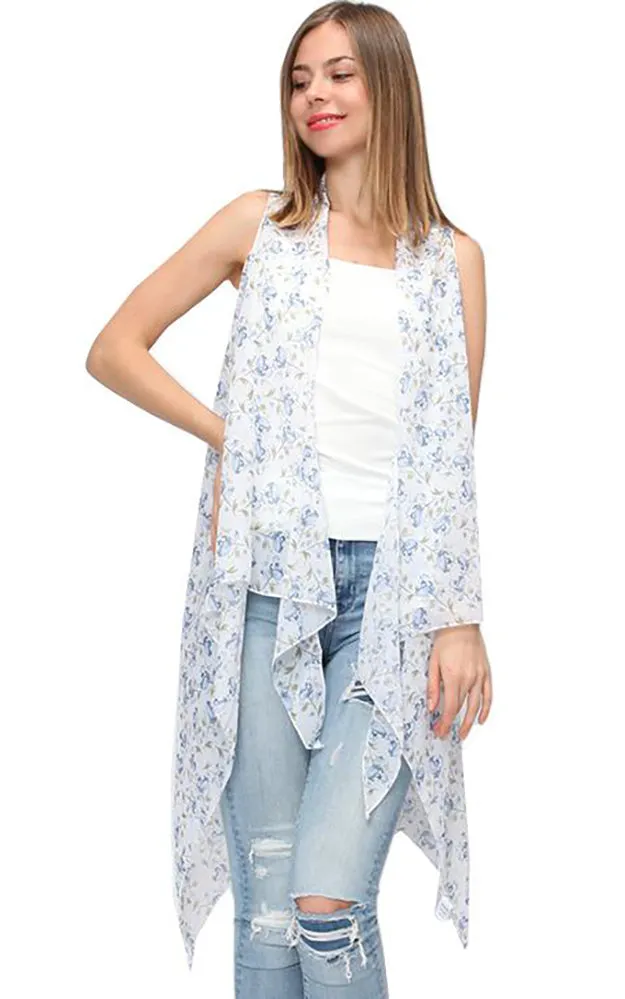 EAV9247 Flower Pattern Chiffon Scarf Vest