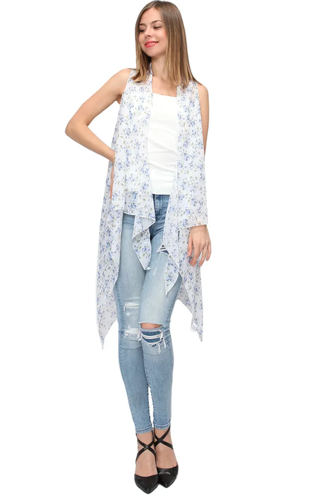 EAV9247 Flower Pattern Chiffon Scarf Vest