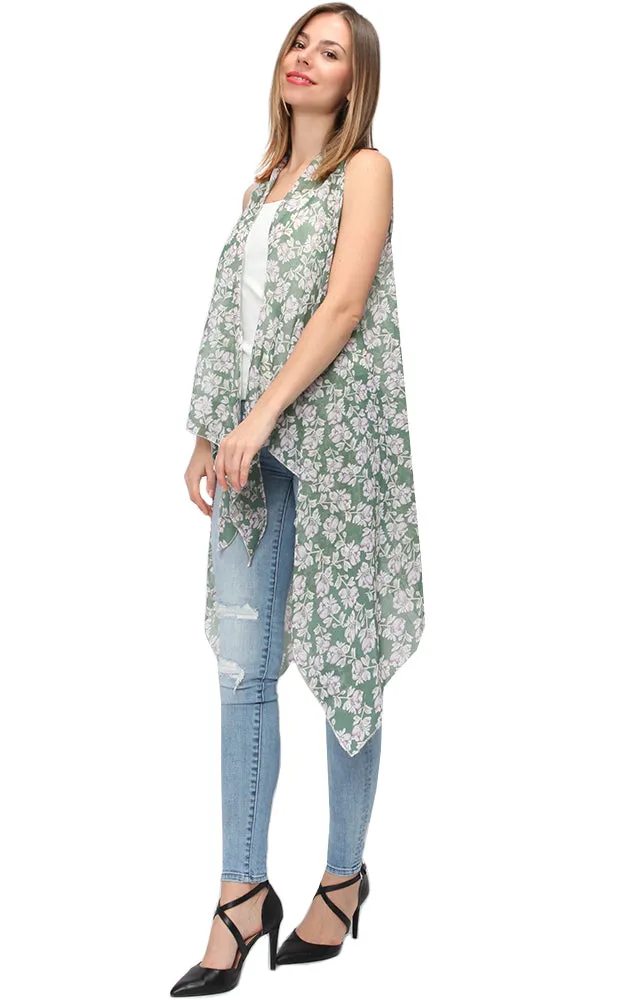 EAV9247 Flower Pattern Chiffon Scarf Vest