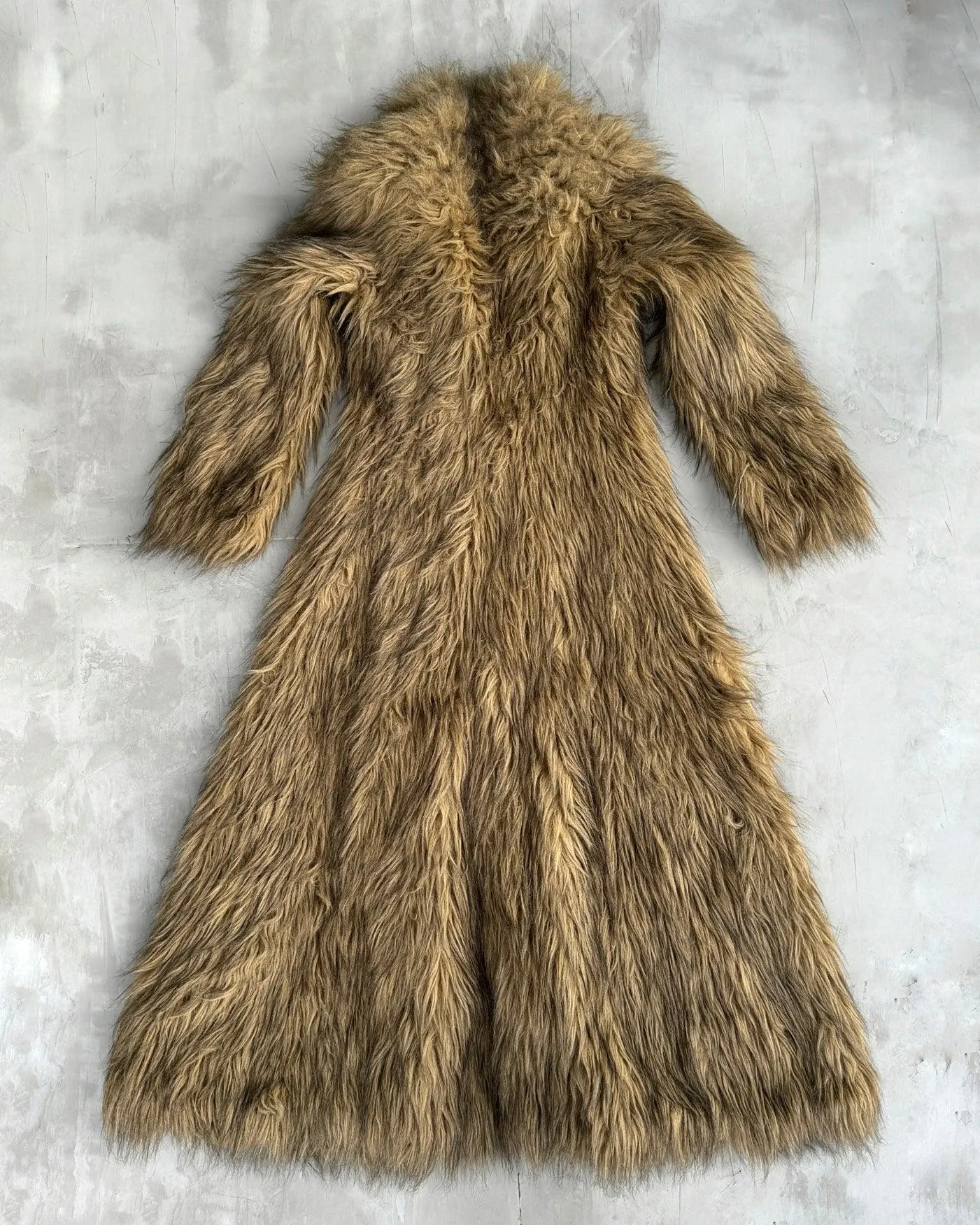 EMPORIO ARMANI 2000'S FAUX FUR FLOOR-LENGTH COAT - S