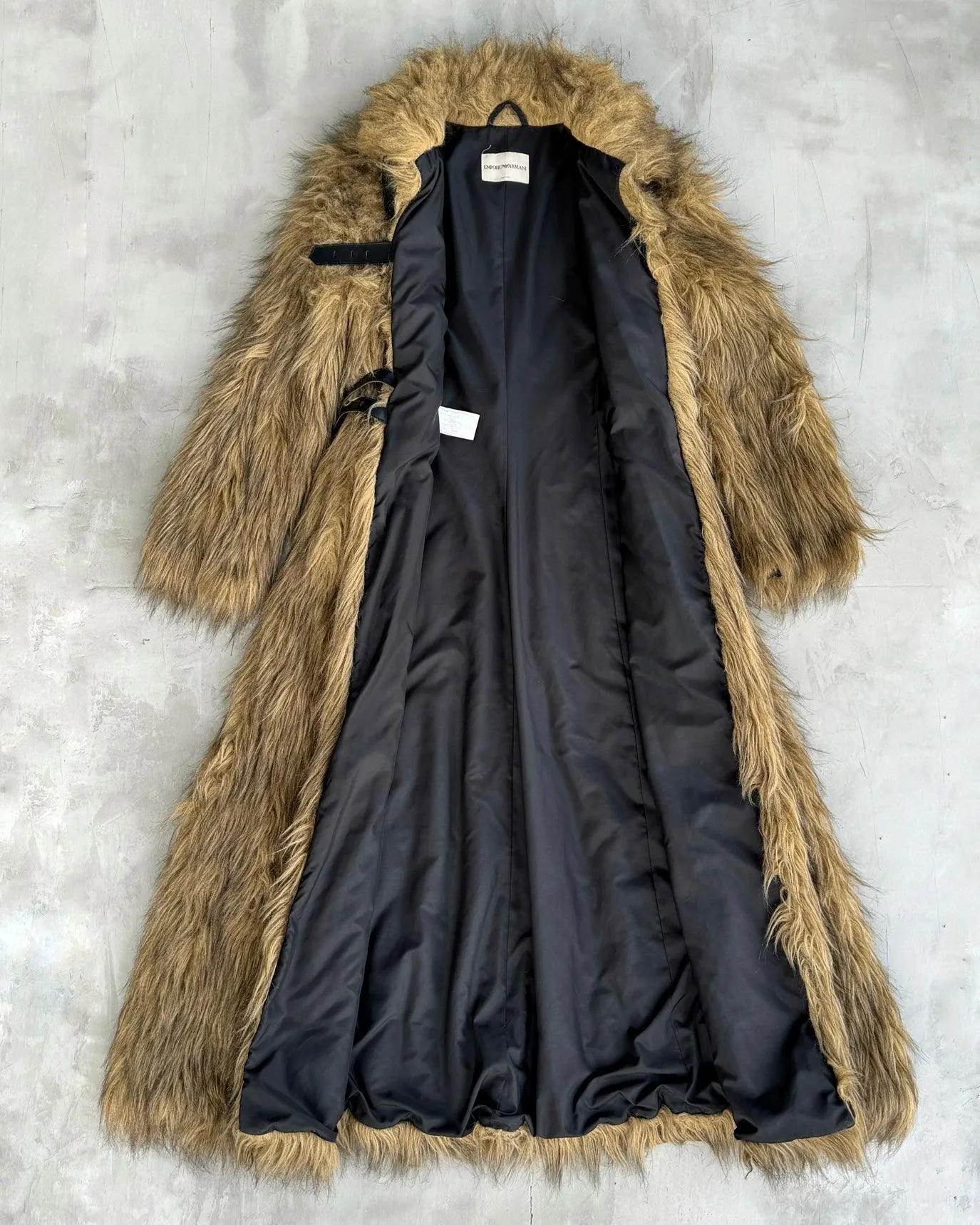 EMPORIO ARMANI 2000'S FAUX FUR FLOOR-LENGTH COAT - S