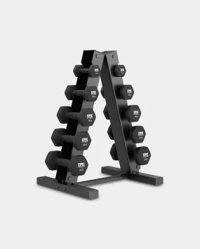 Epic Fitness Epic Fitness 150-Pound Neoprene Hex Dumbbell Set with Heavy Duty A-Frame Rack