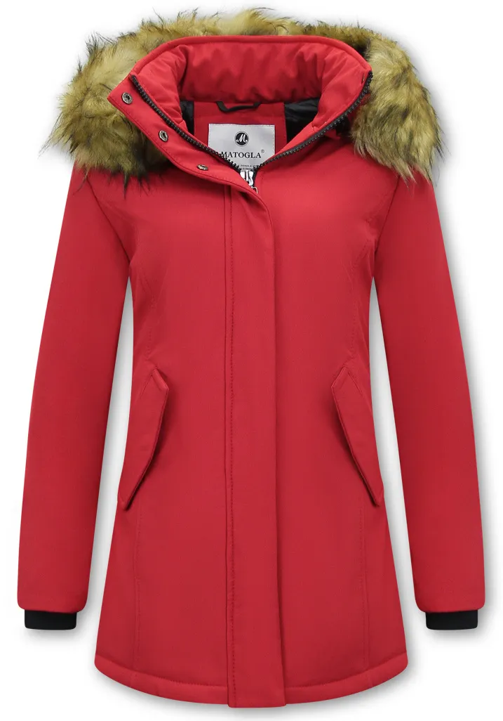 Fake Fur Winter Coat Women Red |