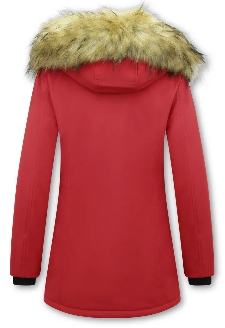 Fake Fur Winter Coat Women Red |