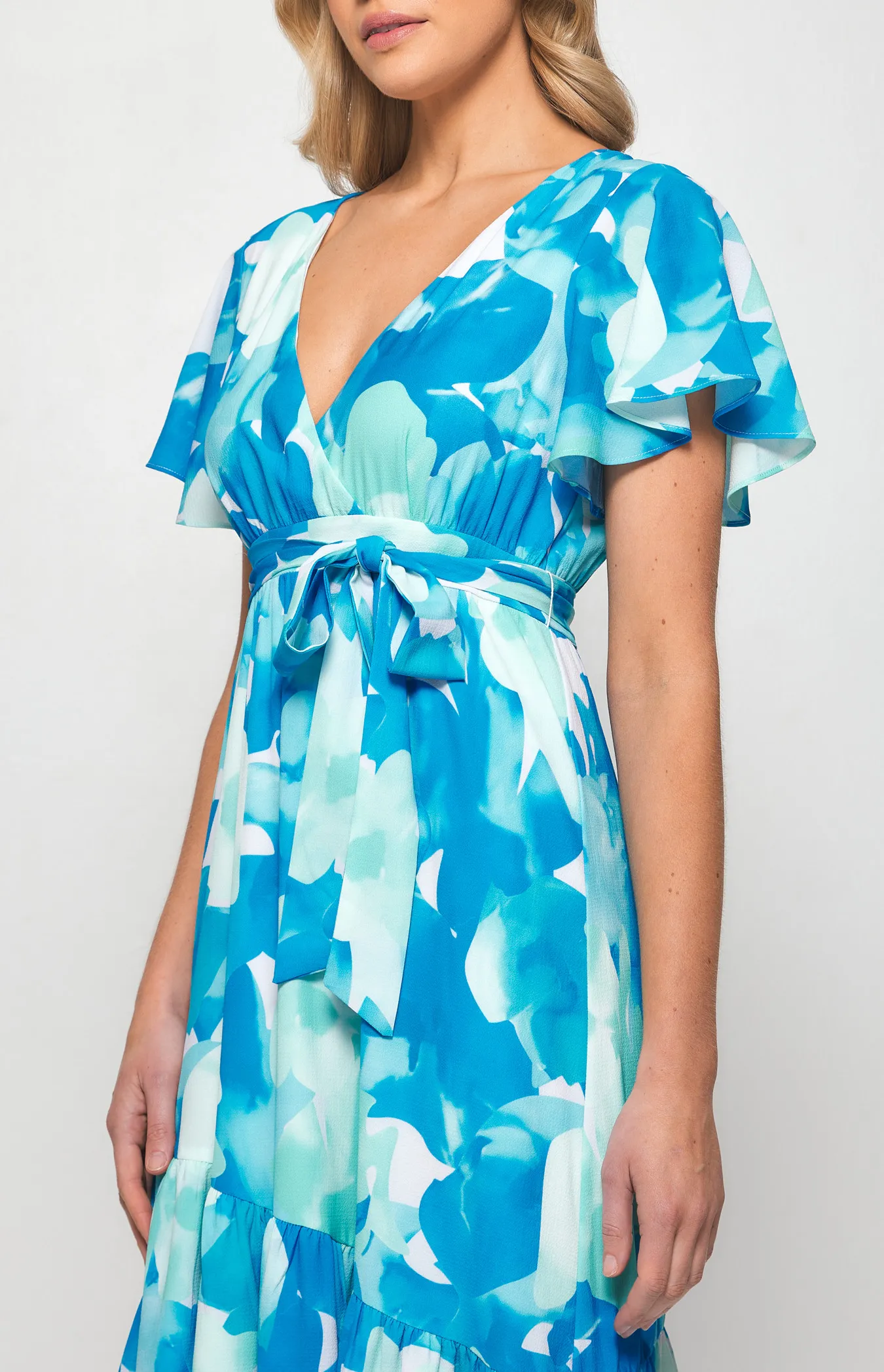 Floral Print Midi Dress with Asymmetrical Hem (SDR1300B)