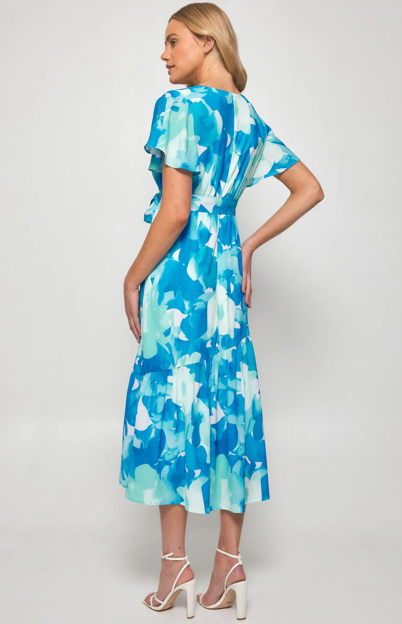 Floral Print Midi Dress with Asymmetrical Hem (SDR1300B)