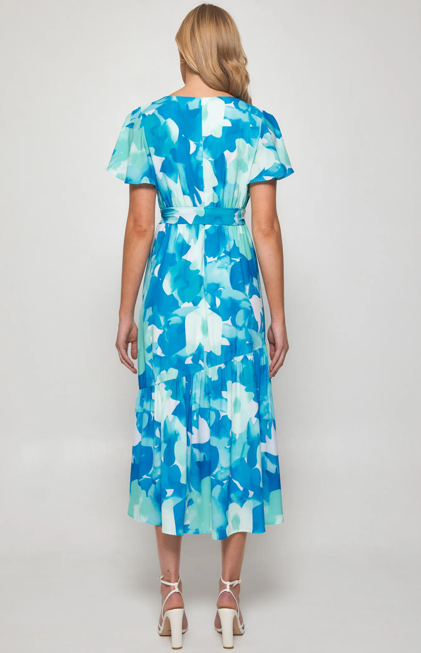 Floral Print Midi Dress with Asymmetrical Hem (SDR1300B)