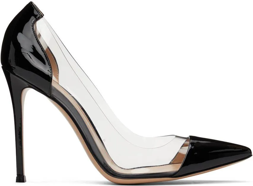 Gianvito Rossi Black Patent Plexi 105 Heels