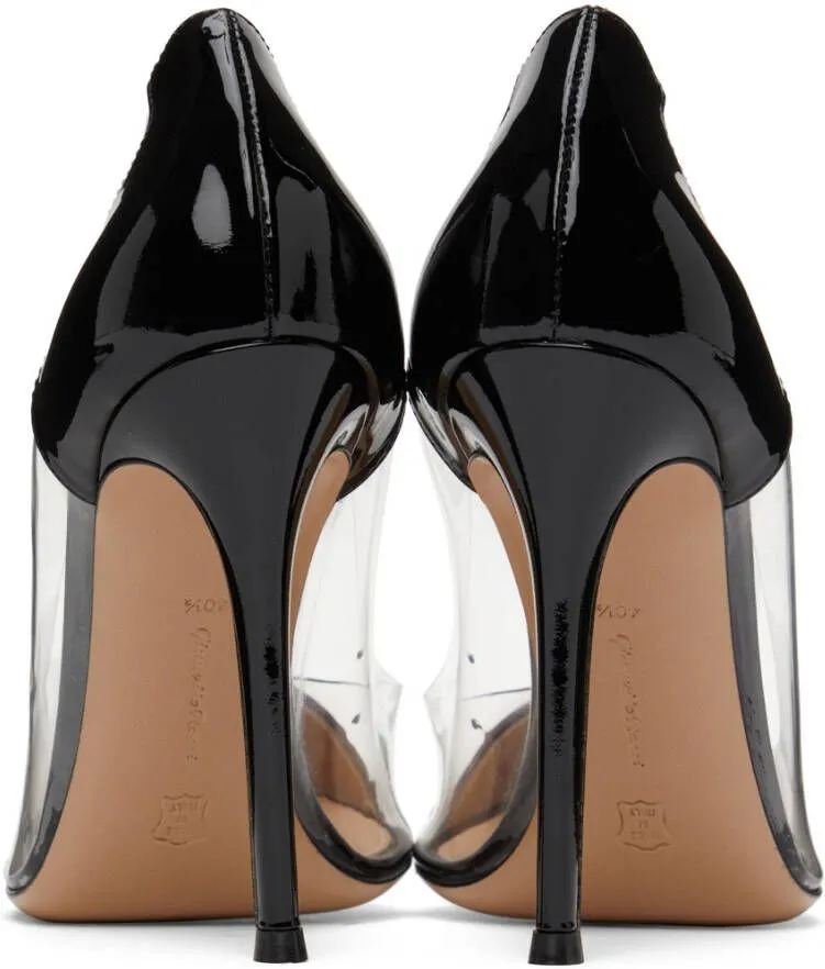 Gianvito Rossi Black Patent Plexi 105 Heels