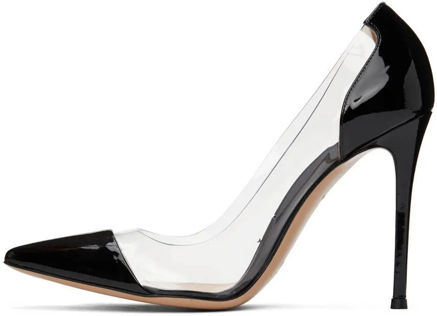 Gianvito Rossi Black Patent Plexi 105 Heels