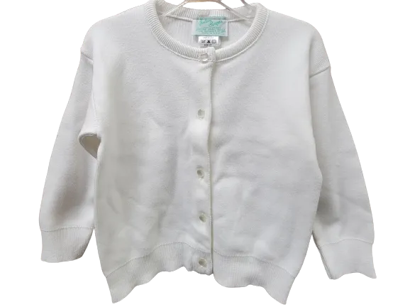 Girls White Cardigan Sweater