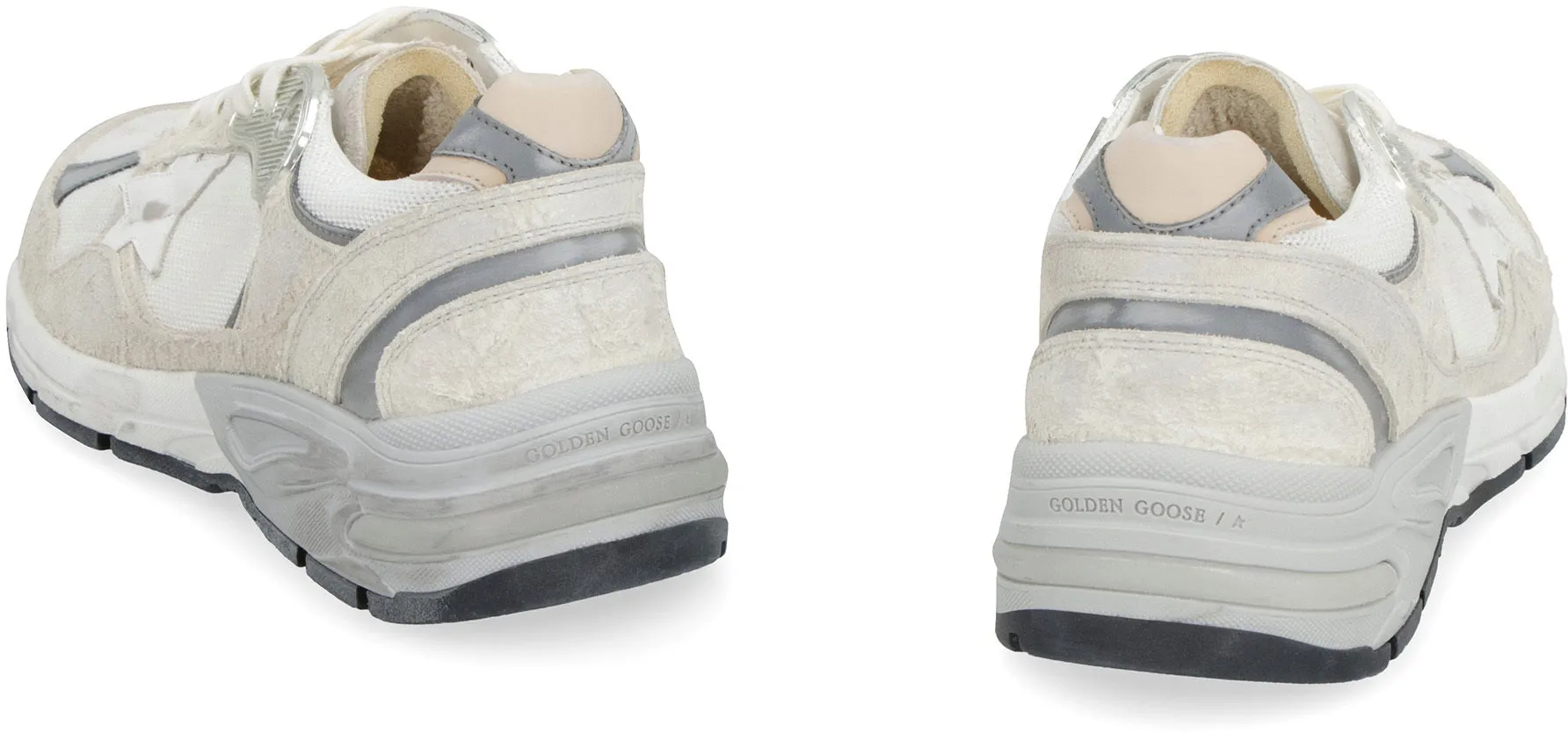 GOLDEN GOOSE Dad-Star Distressed Sneaker in White and Grey