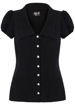 Hell Bunny Maddy 40's Blouse Black