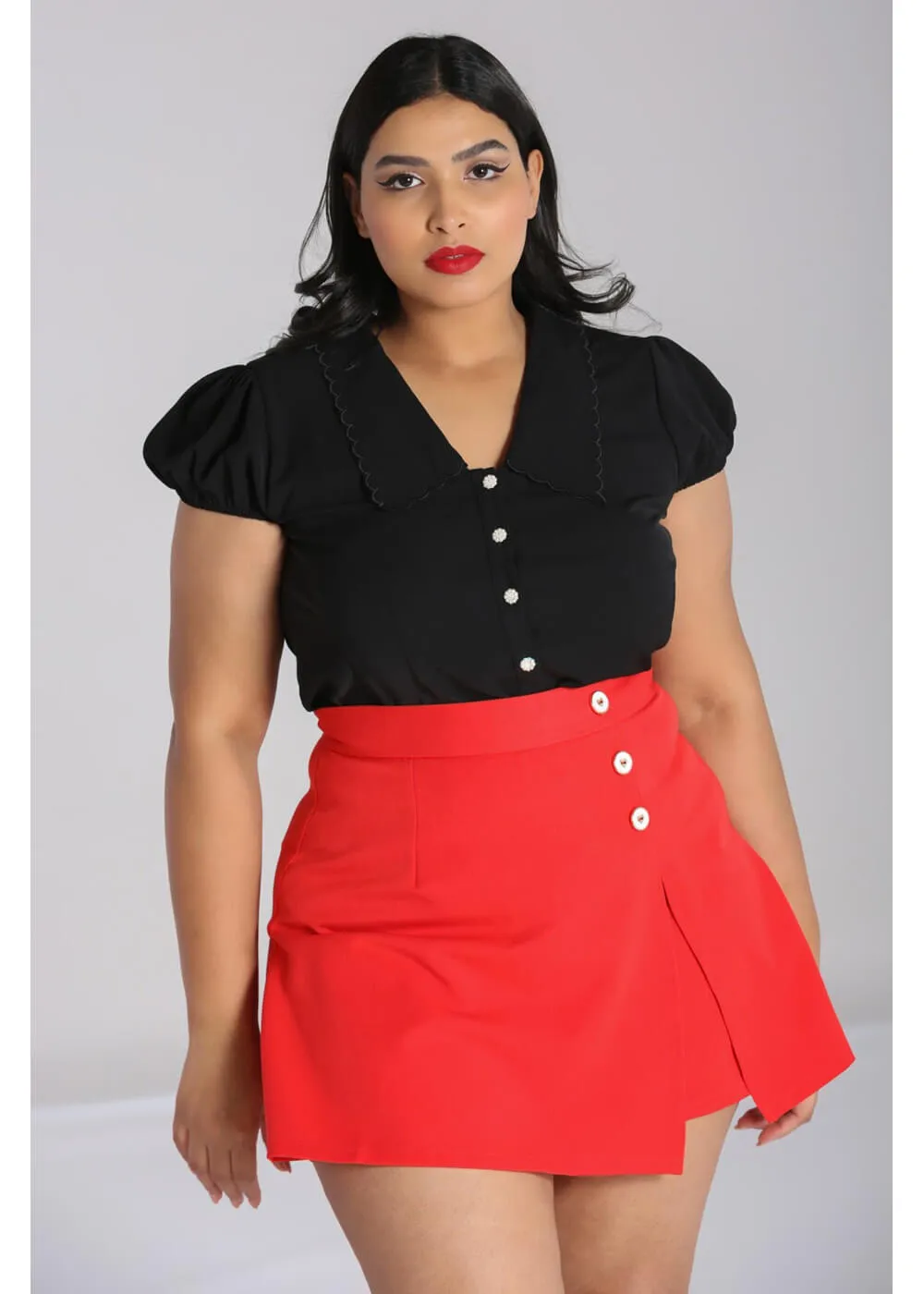 Hell Bunny Maddy 40's Blouse Black