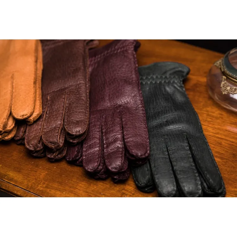 Hestra handmade dress glove cashmere lined peccary burgundy