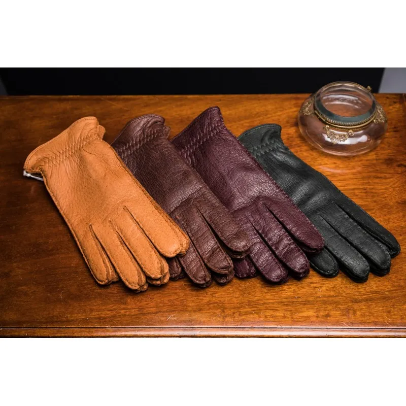 Hestra handmade dress glove cashmere lined peccary burgundy