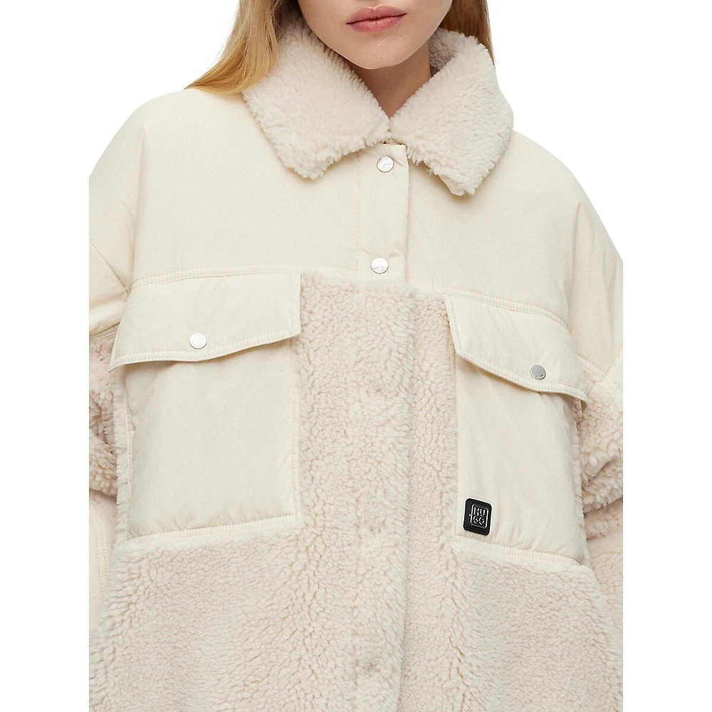 HUGO Oversized Mixed Media Teddy Coat