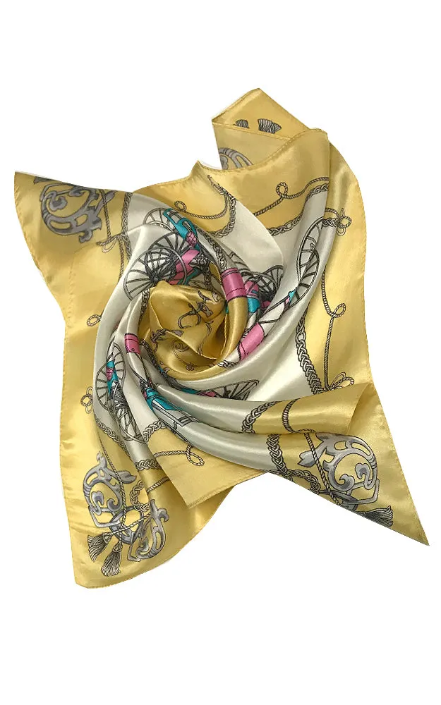 JC18036-06 Yellow French Picnic 100% Silk Scarf