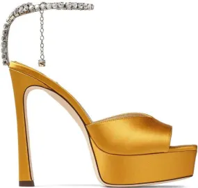 Jimmy Choo Saeda 125mm crystal-embellished sandals Yellow