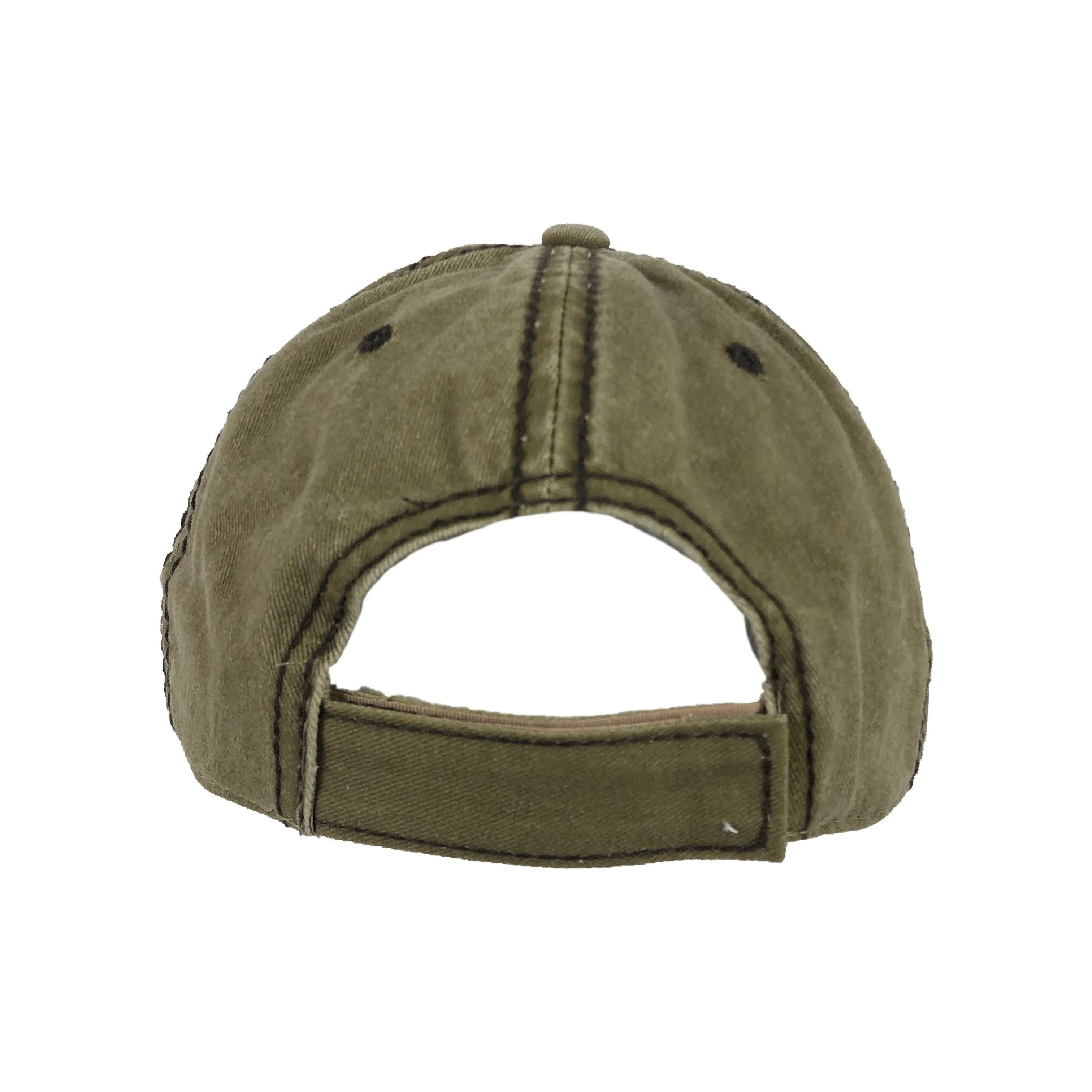 Khaki Washed Distressed Crazy Dog Lady Hat