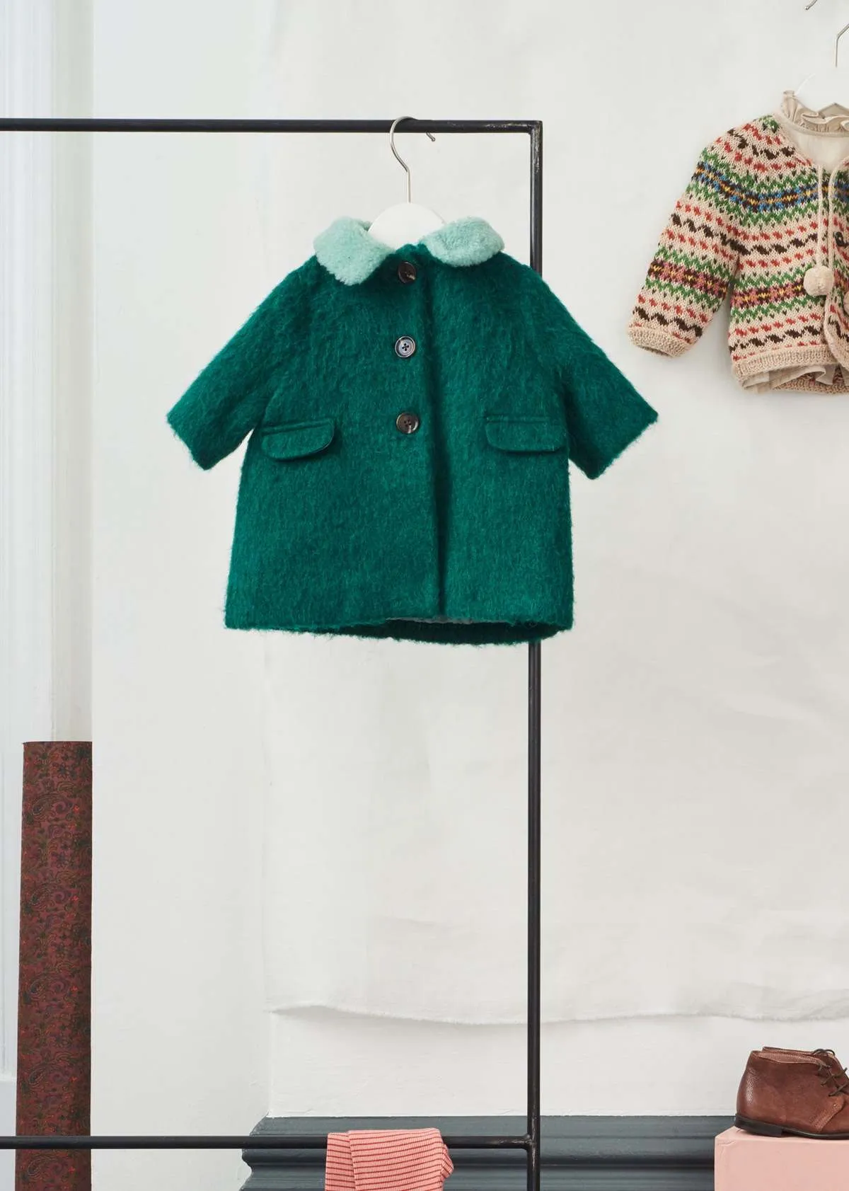 kids Caramel FLAMINGO BABY COAT - EMERALD GREEN