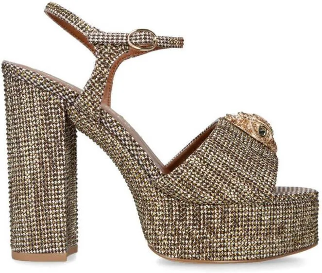 Kurt Geiger London Kensington Platform 125mm houndstooth sandals Neutrals