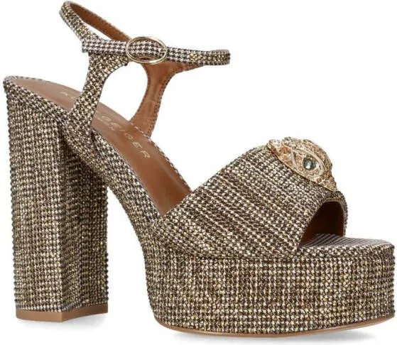 Kurt Geiger London Kensington Platform 125mm houndstooth sandals Neutrals