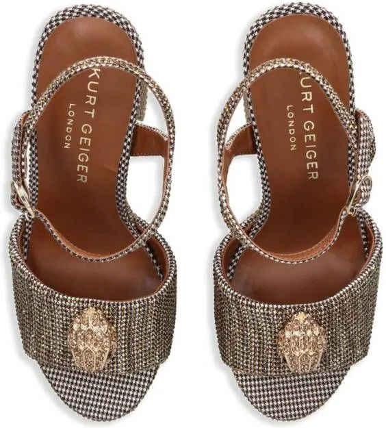 Kurt Geiger London Kensington Platform 125mm houndstooth sandals Neutrals