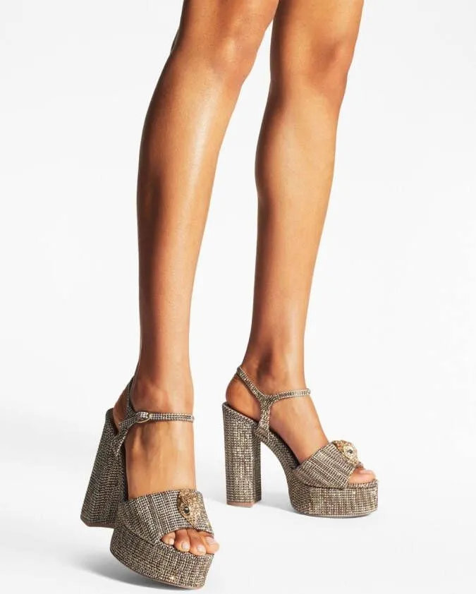 Kurt Geiger London Kensington Platform 125mm houndstooth sandals Neutrals