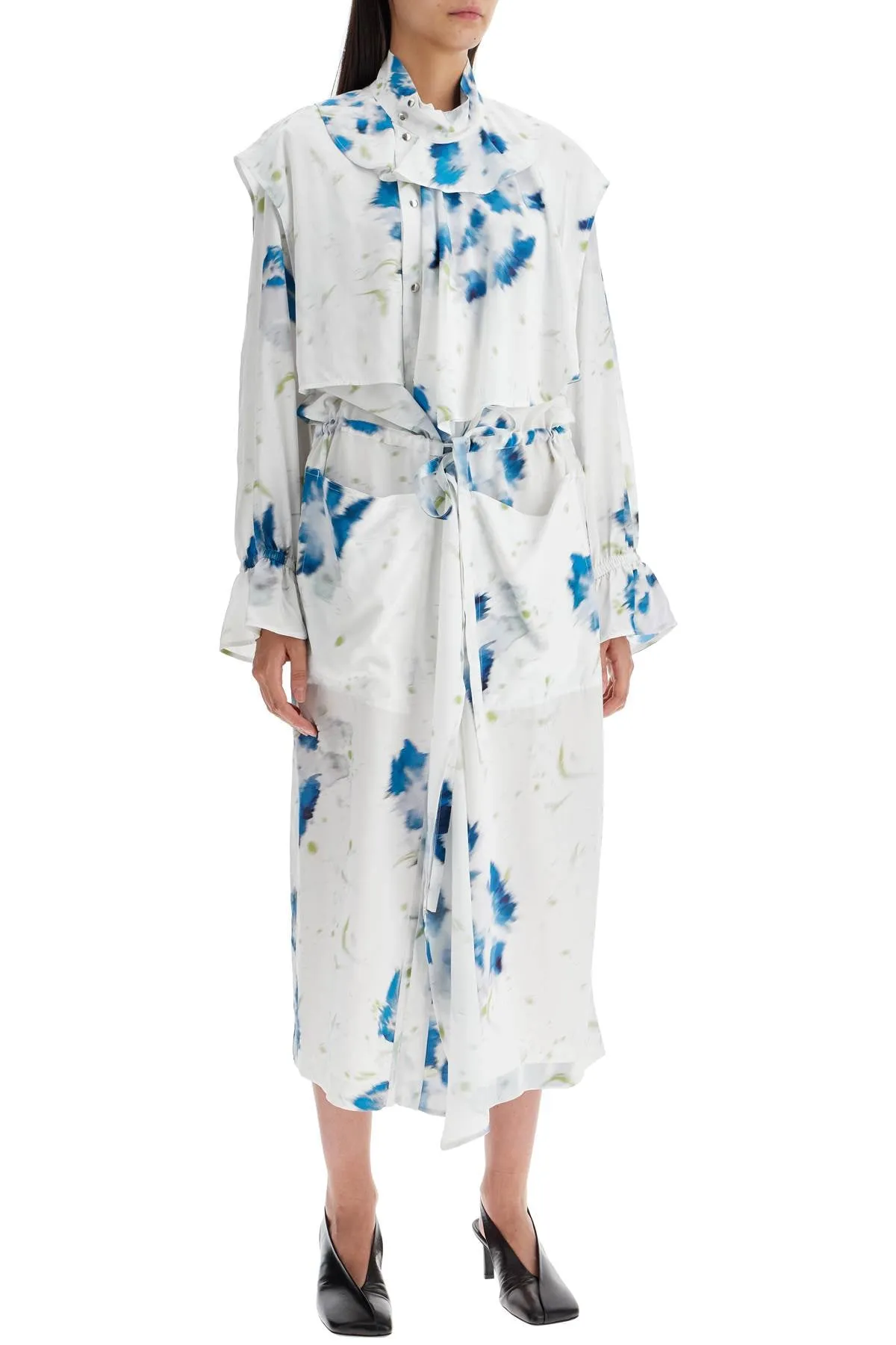 LEMAIRE printed dust coat with cape