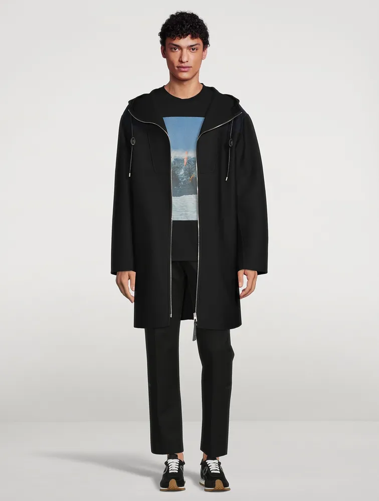 LOEWE Wool And Silk Hooded Anagram Coat