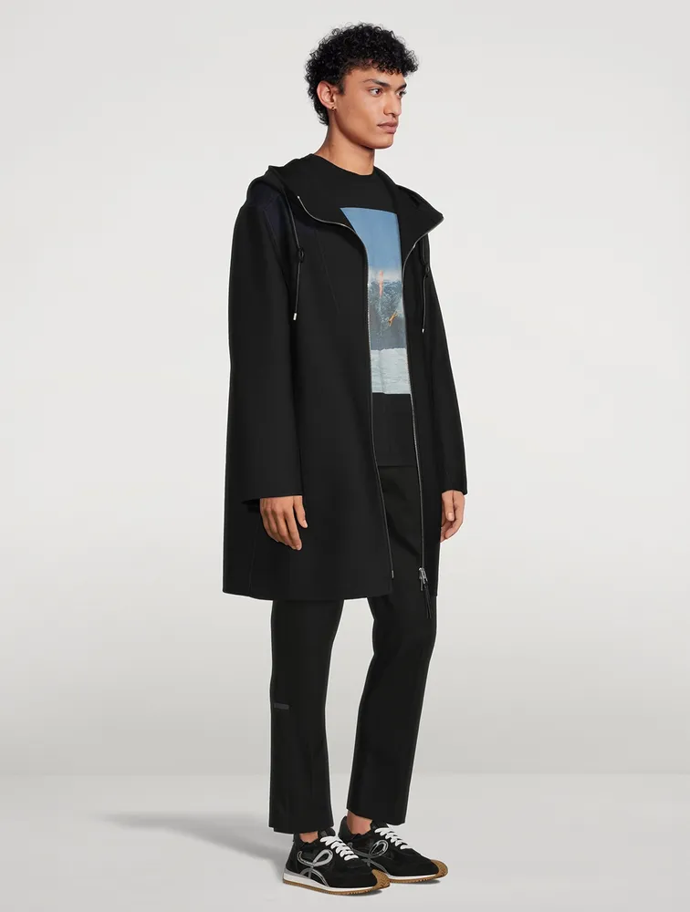 LOEWE Wool And Silk Hooded Anagram Coat