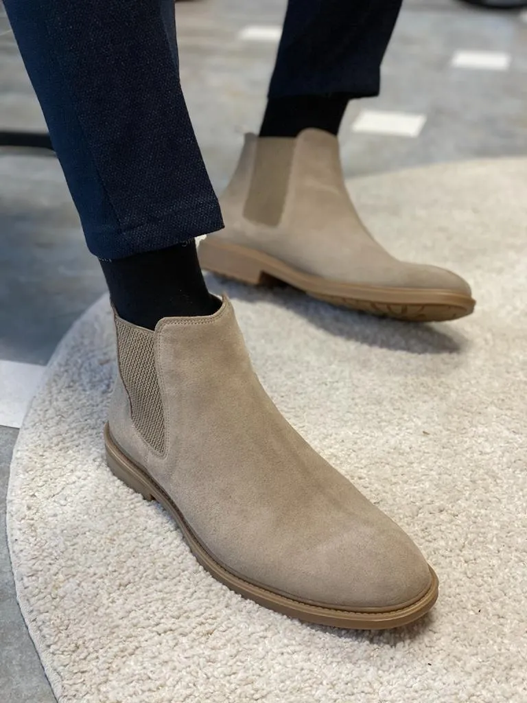 Lorentti Beige Suede Chelsea Boots