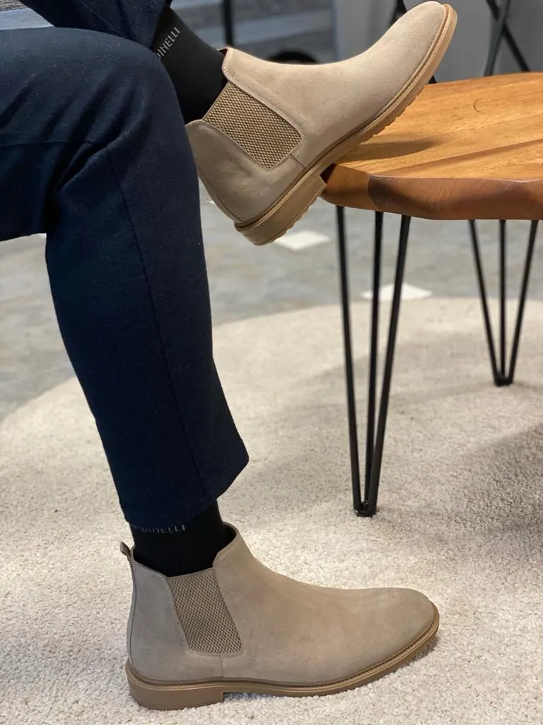 Lorentti Beige Suede Chelsea Boots