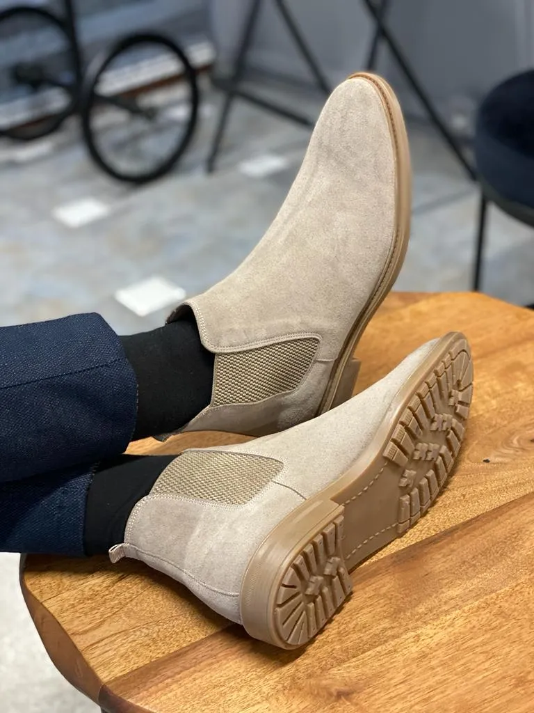 Lorentti Beige Suede Chelsea Boots